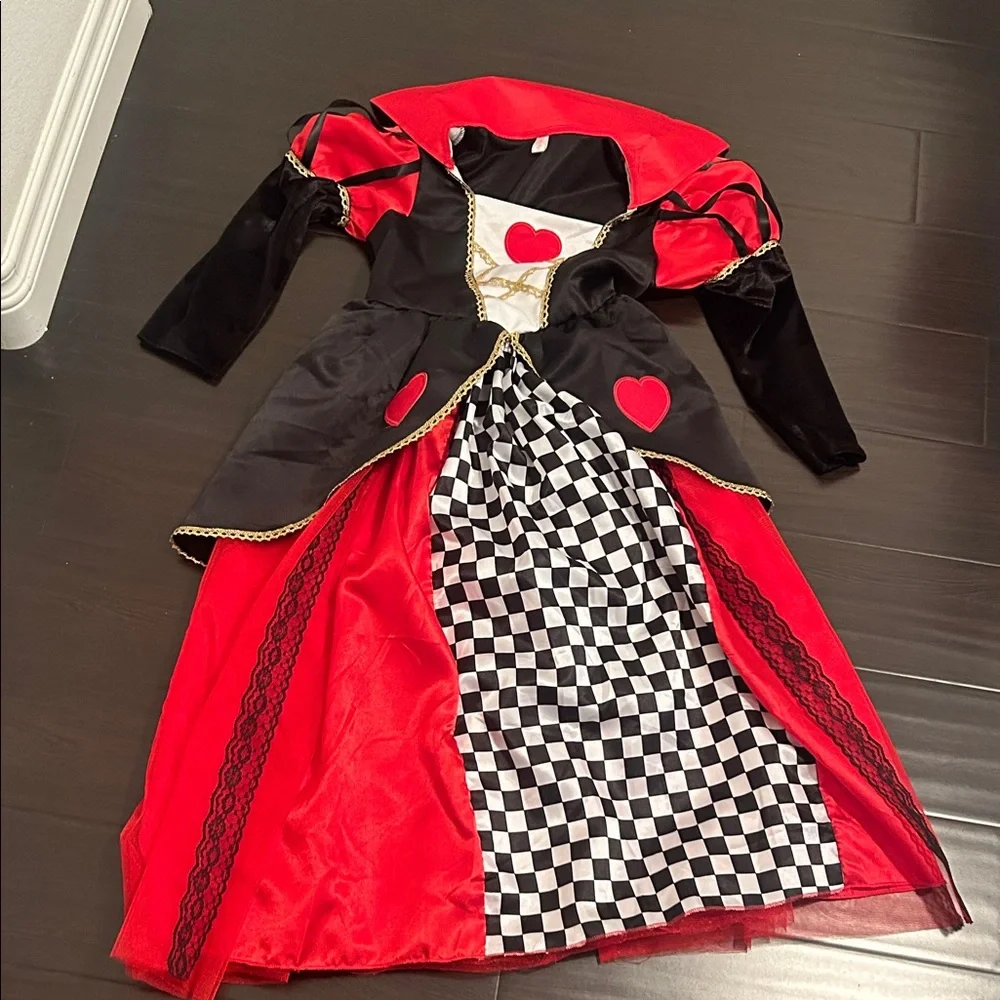 Queen of Hearts Kids Costume - Red and Black Dress - Picture 1 of 5